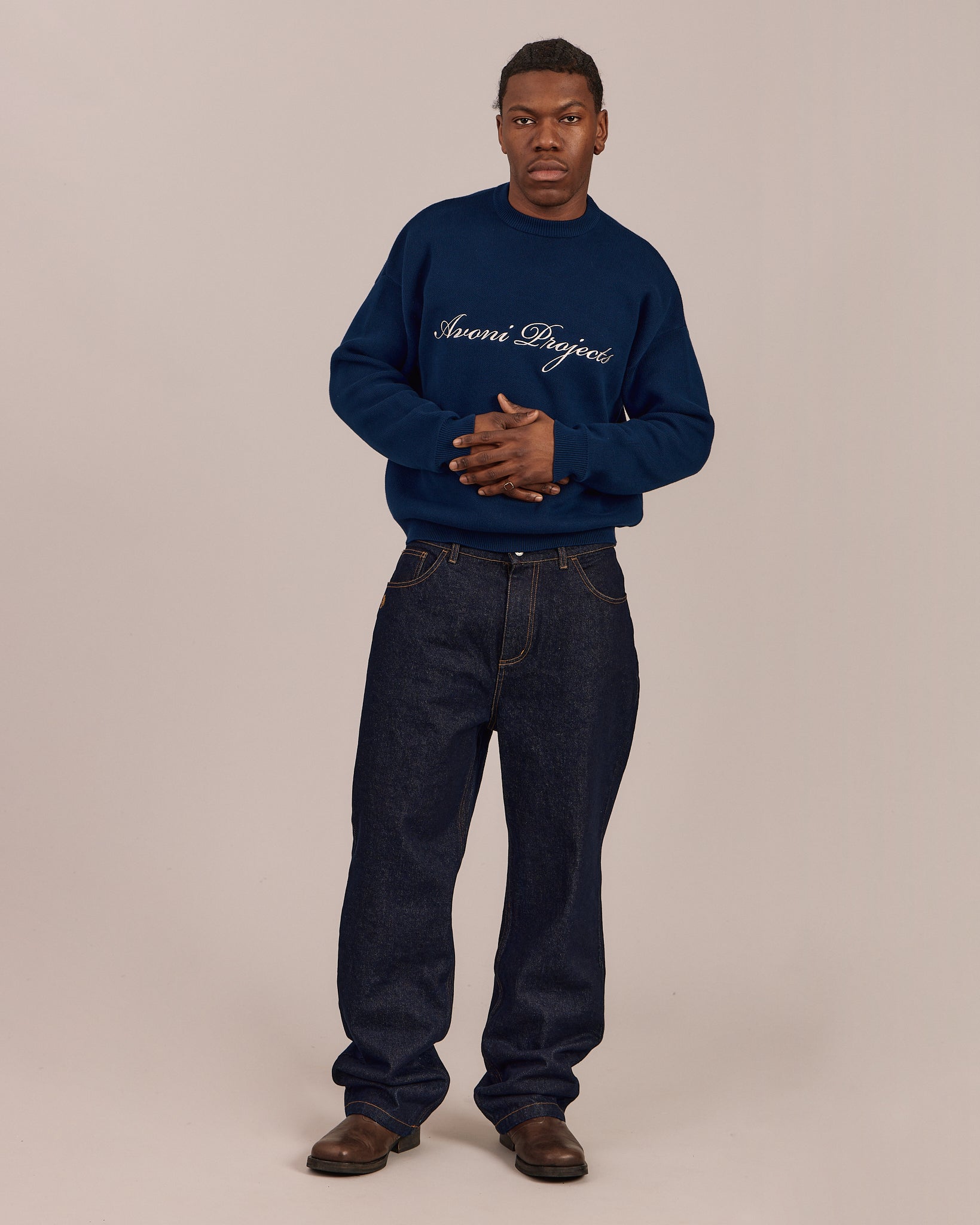 Single O Neck Knit - Navy