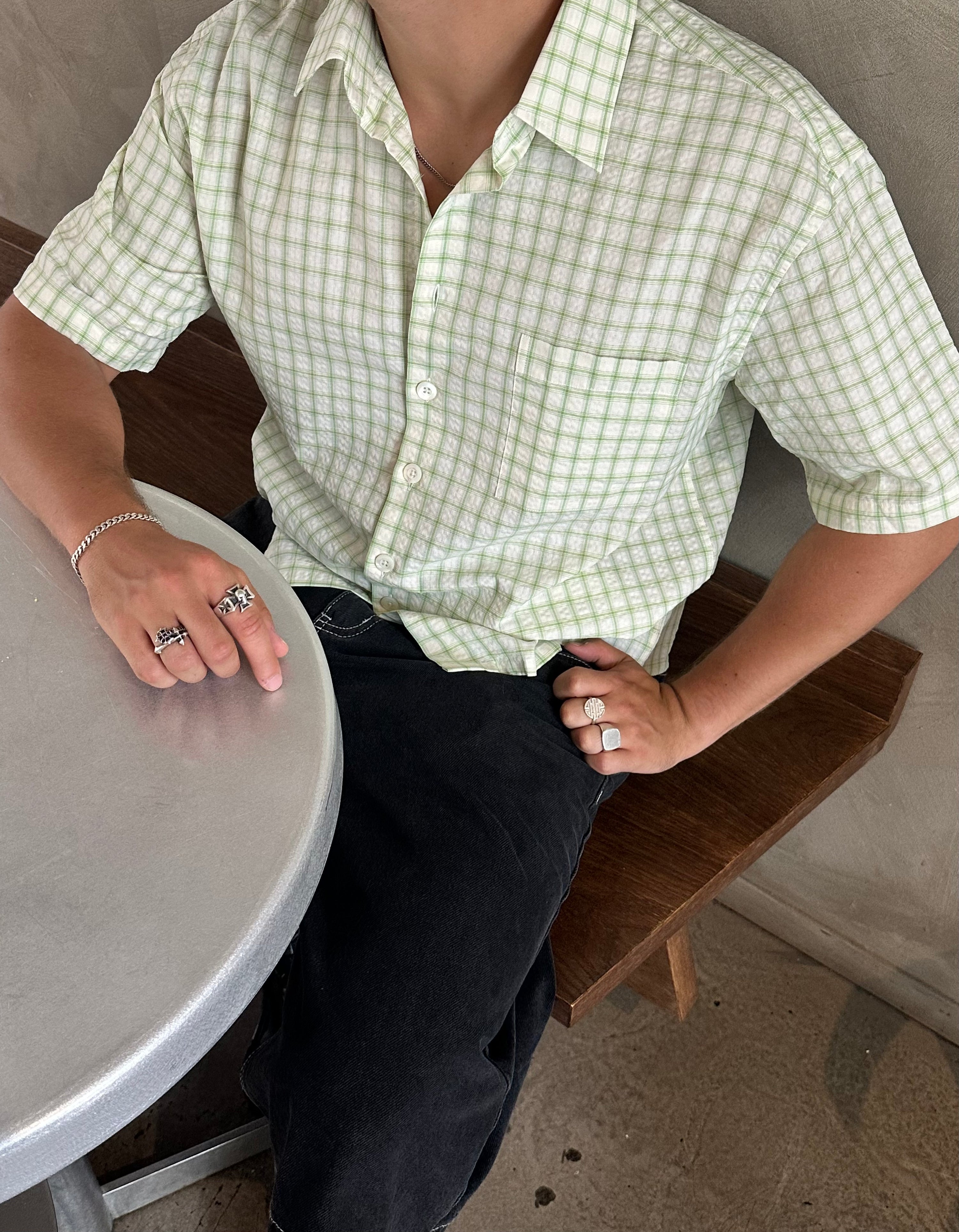 SS Checkered Shirt - Green/White