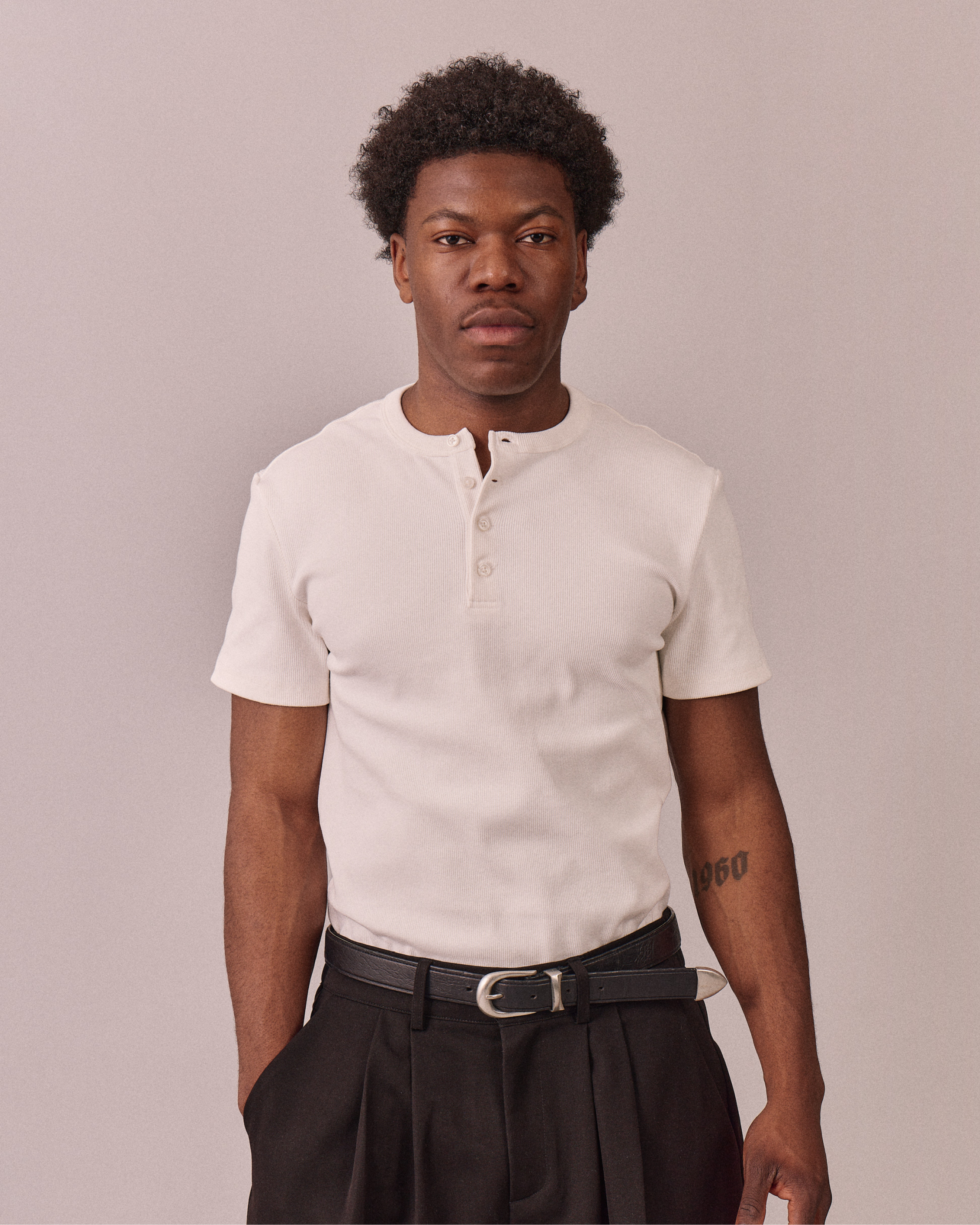 SS Henley Shirt - White