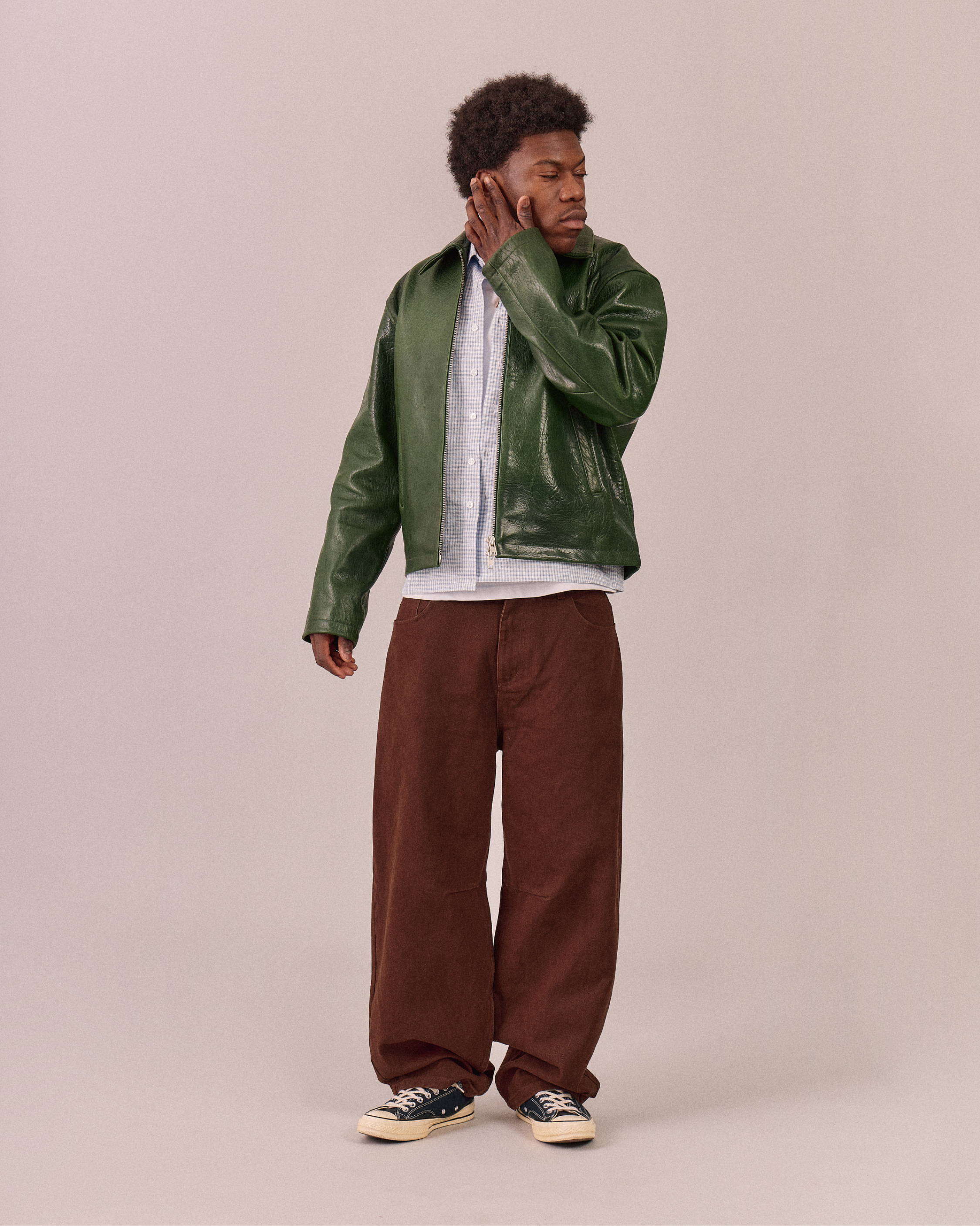 High Gloss Leather Jacket - Green – Avoni Projects