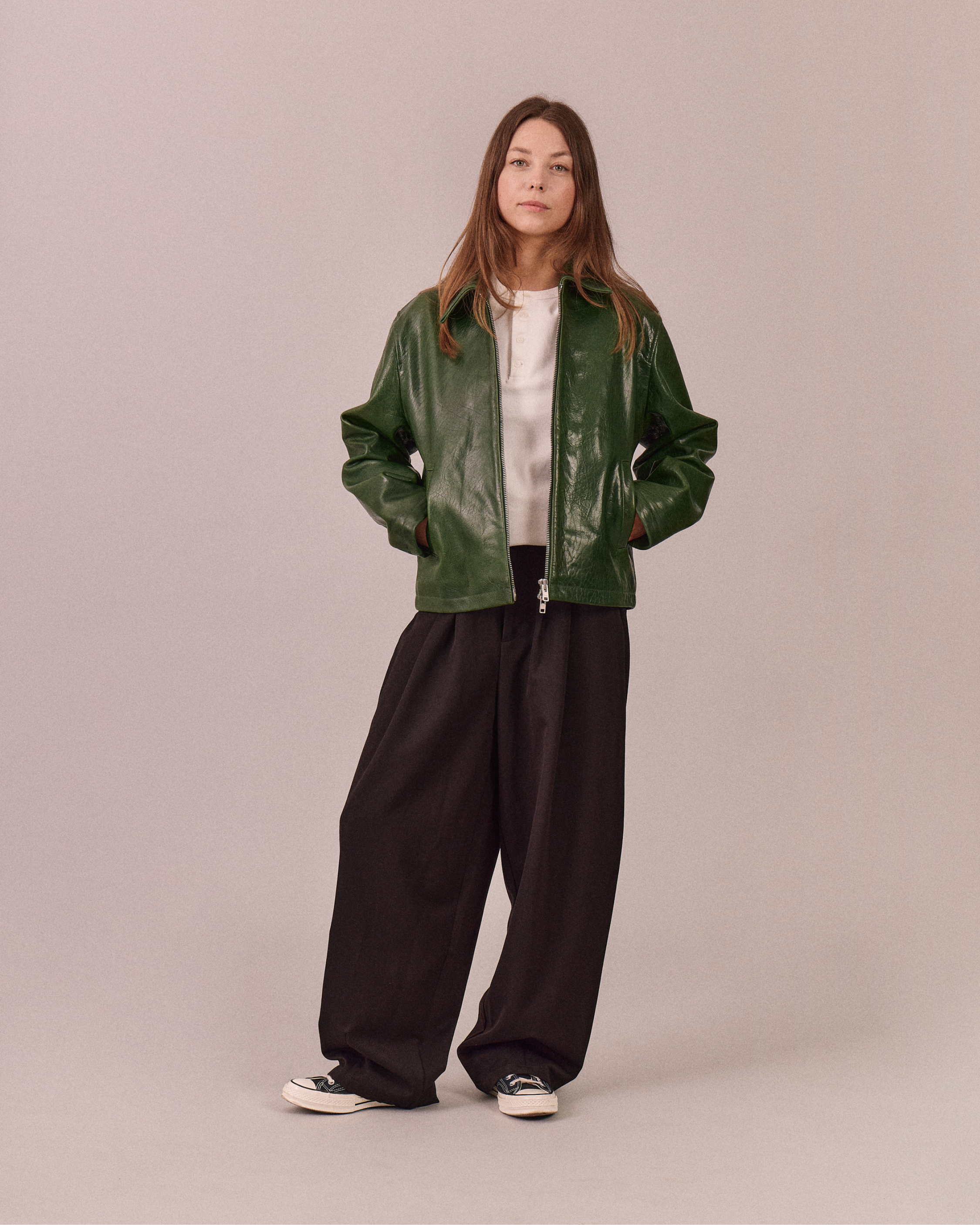 High Gloss Leather Jacket - Green – Avoni Projects High Gloss Leather Jacket - Green – Avoni Projects