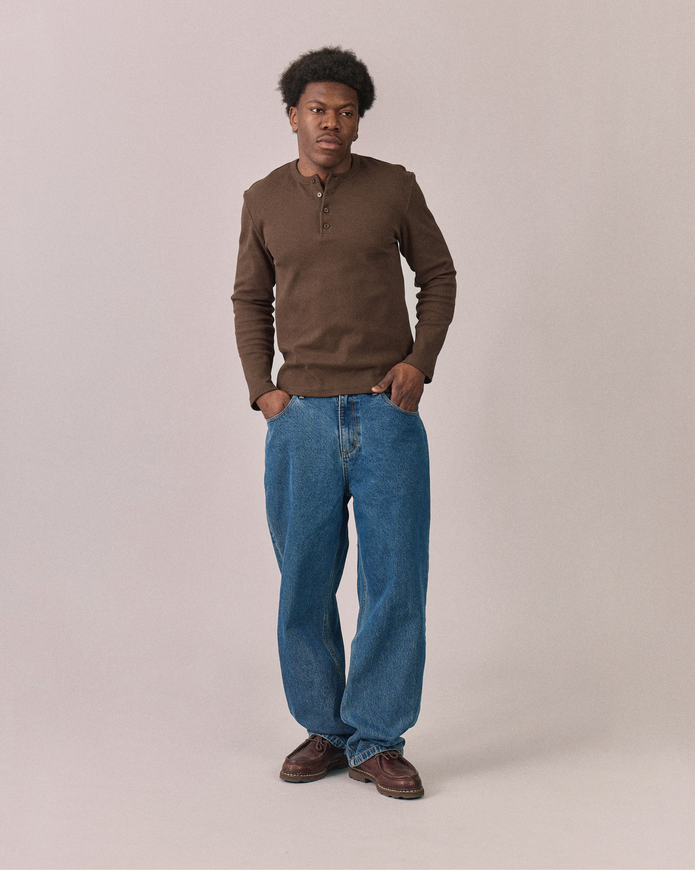 LS Henley Shirt - Brown – Avoni Projects