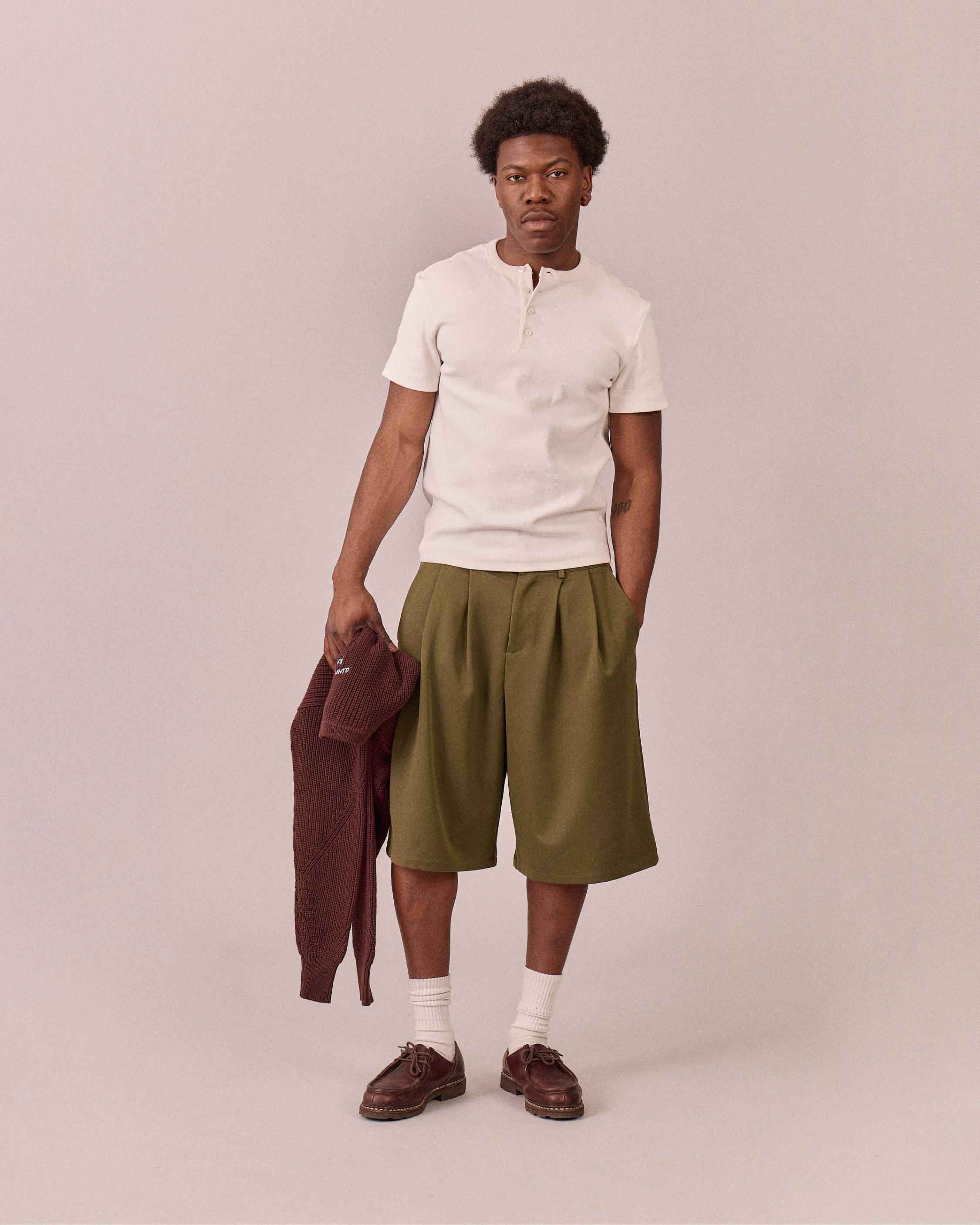 Relaxed Suit Shorts - Dark Green