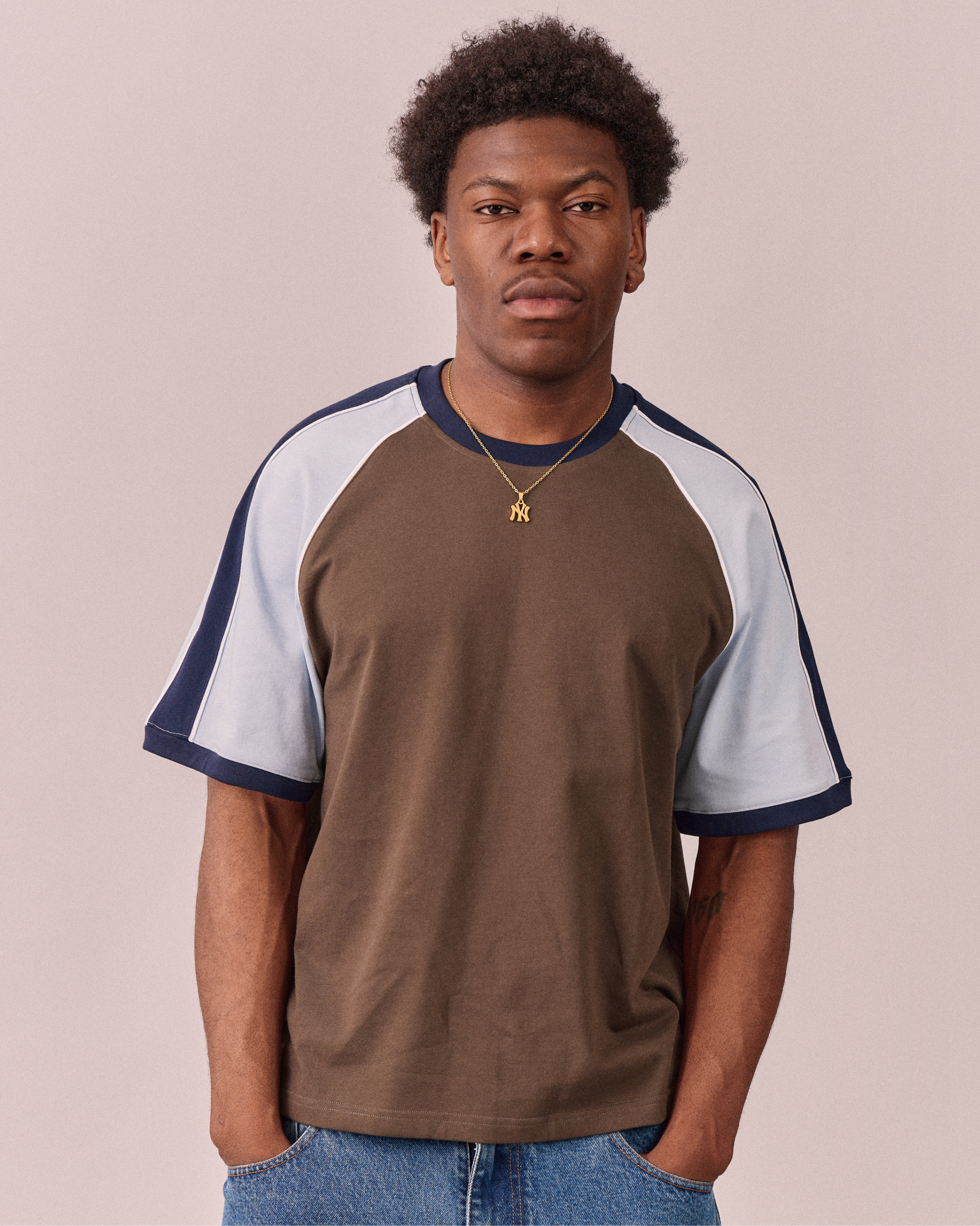 SS Raglan Boxy Tee - Brown