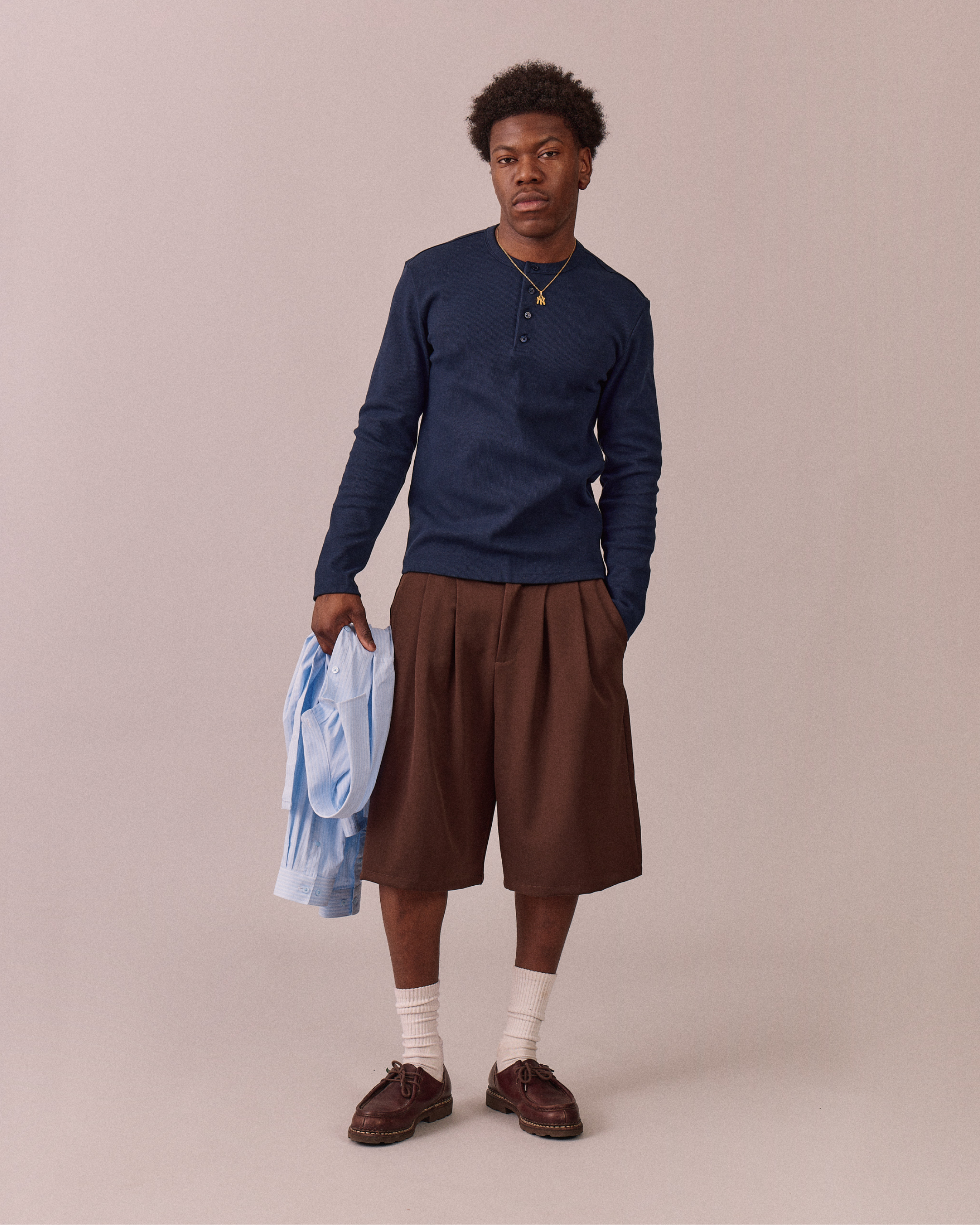 Relaxed Suit Shorts - Brown