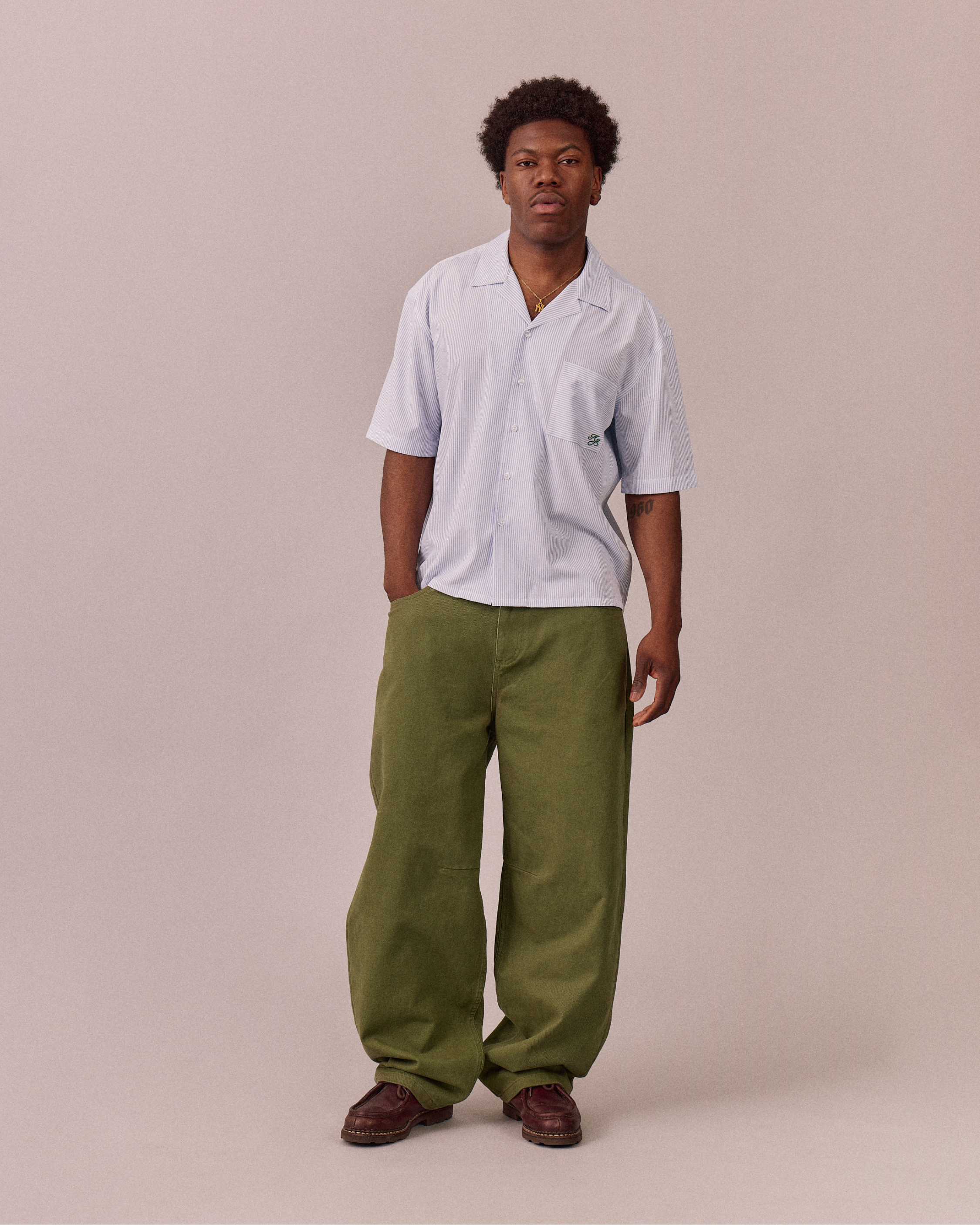 SS Bamboo Striped Shirt - Blue/White