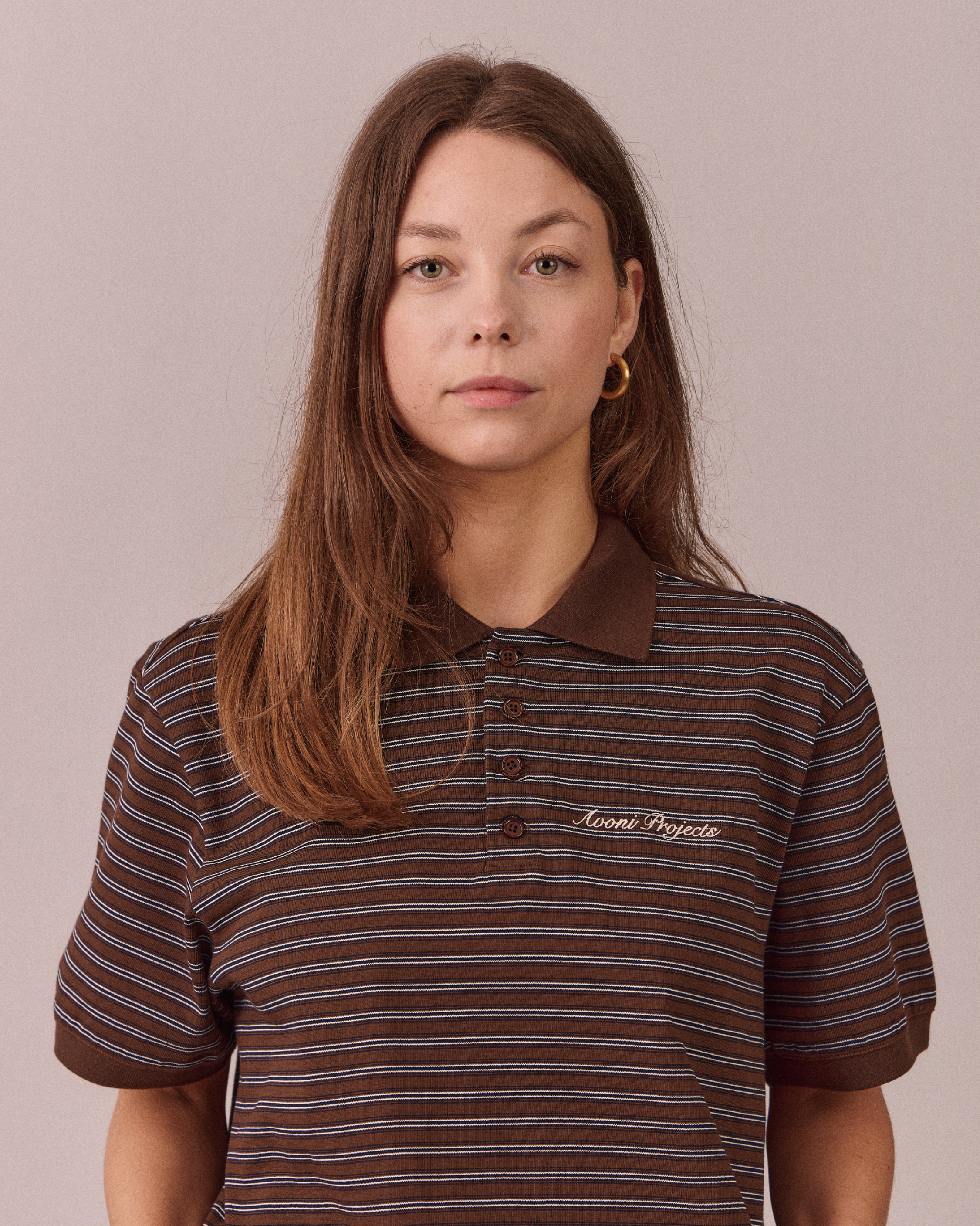 SS Polo Shirt - Brown Stripe