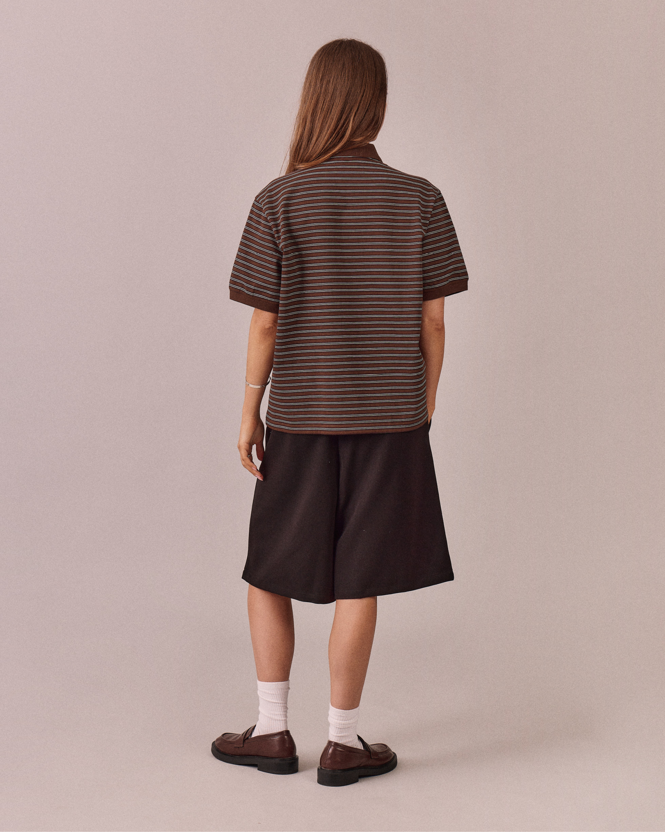 SS Polo Shirt - Brown Stripe