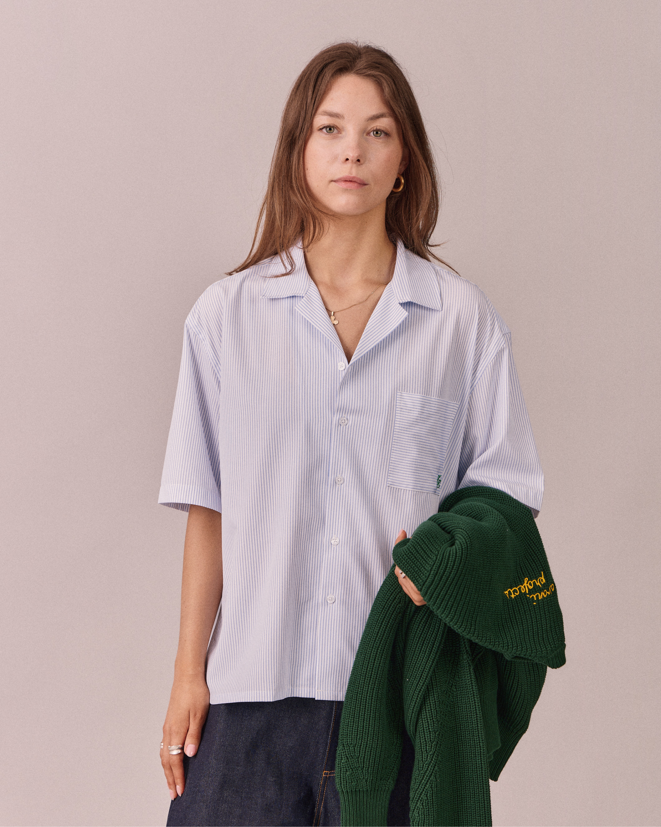 SS Bamboo Striped Shirt - Blue/White