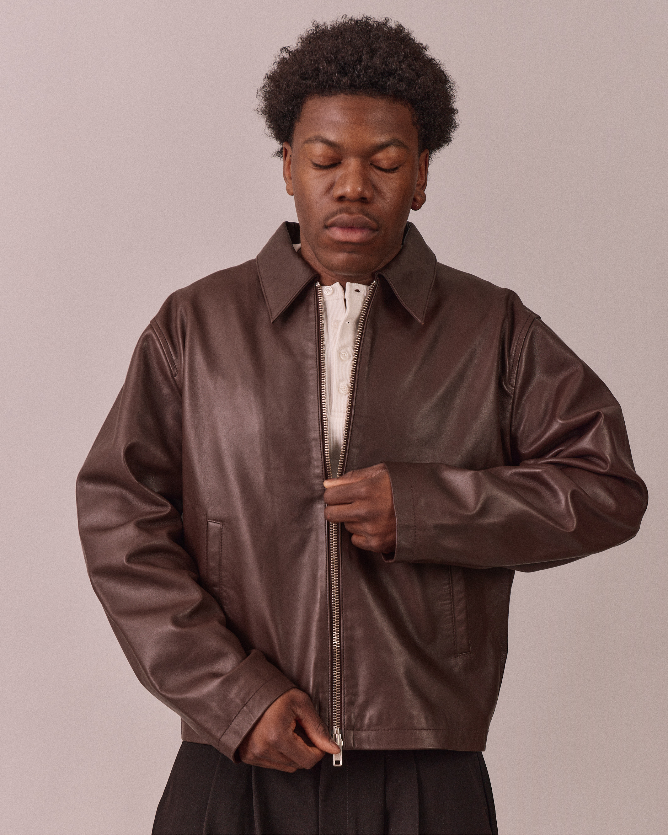 Soft Leather Jacket - Brown