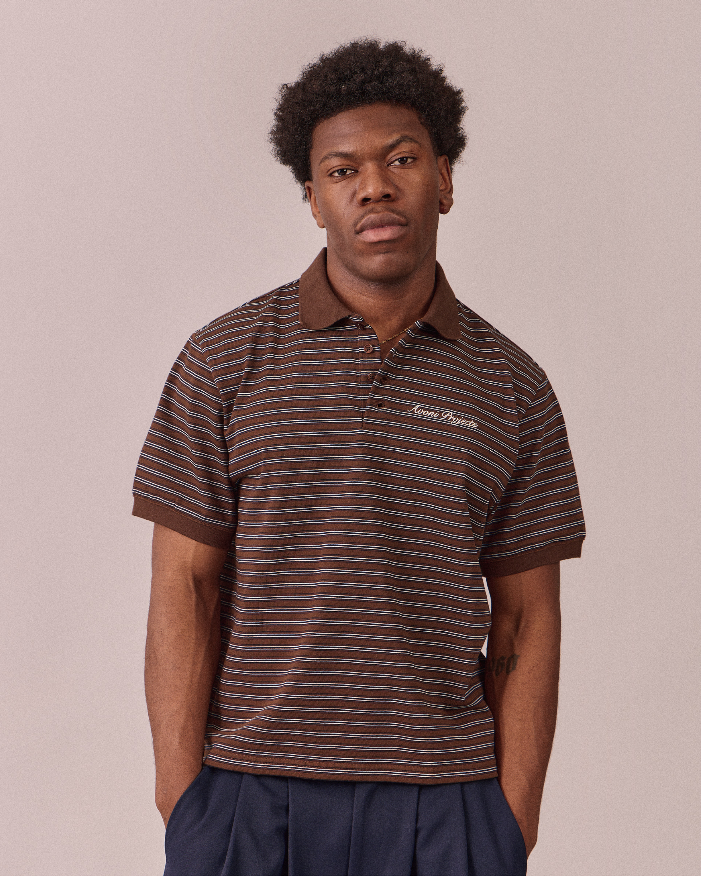 SS Polo Shirt - Brown Stripe