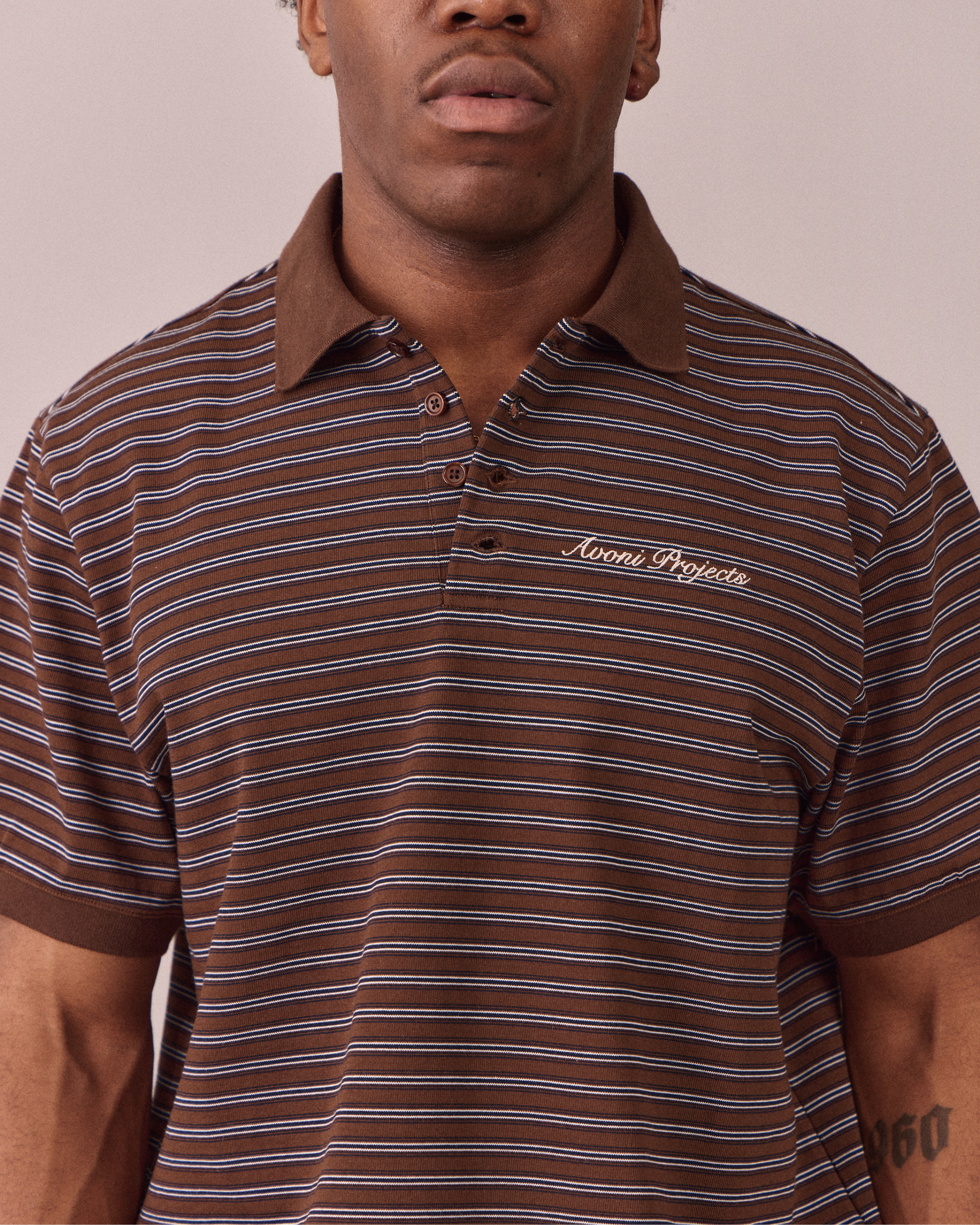 SS Polo Shirt - Brown Stripe