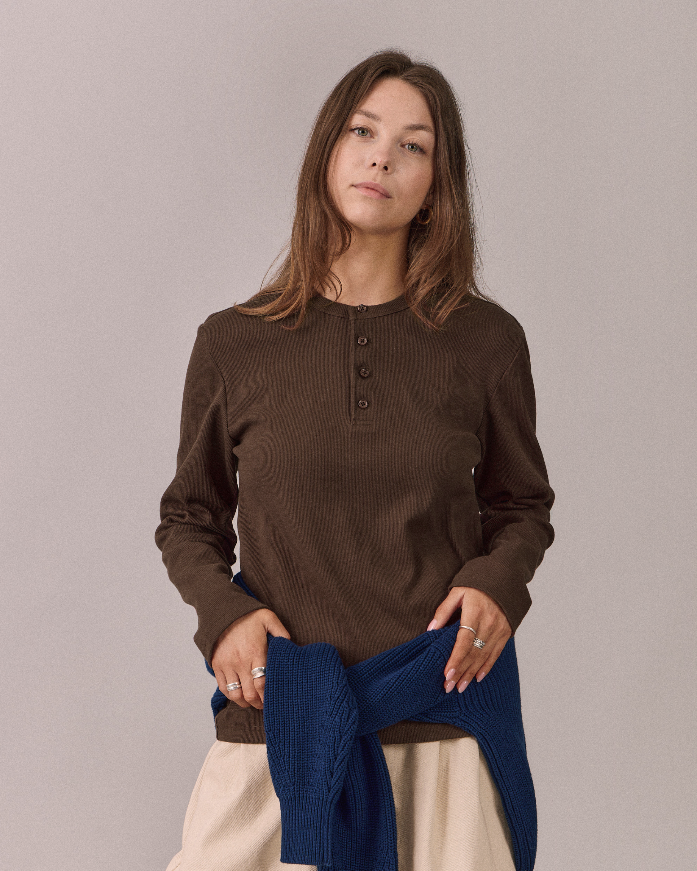 LS Henley Shirt - Brown – Avoni Projects