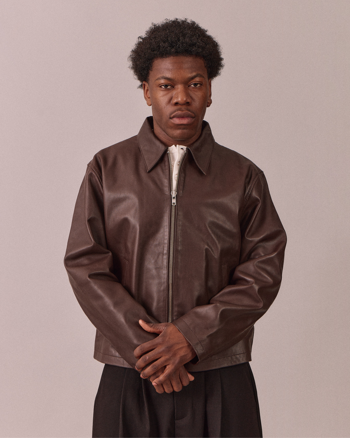 Soft Leather Jacket - Brown
