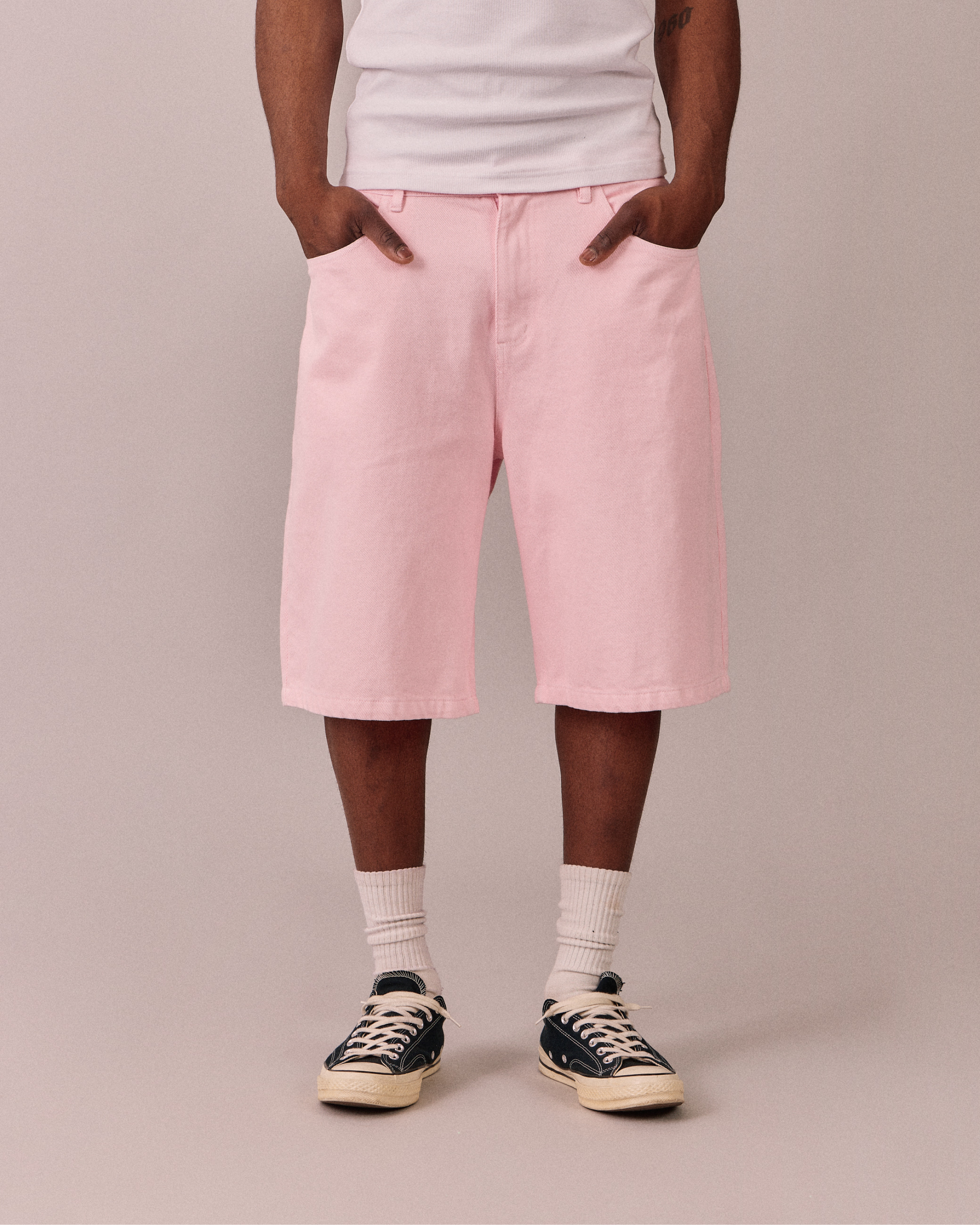 Baggy Canvas Jorts - Pink
