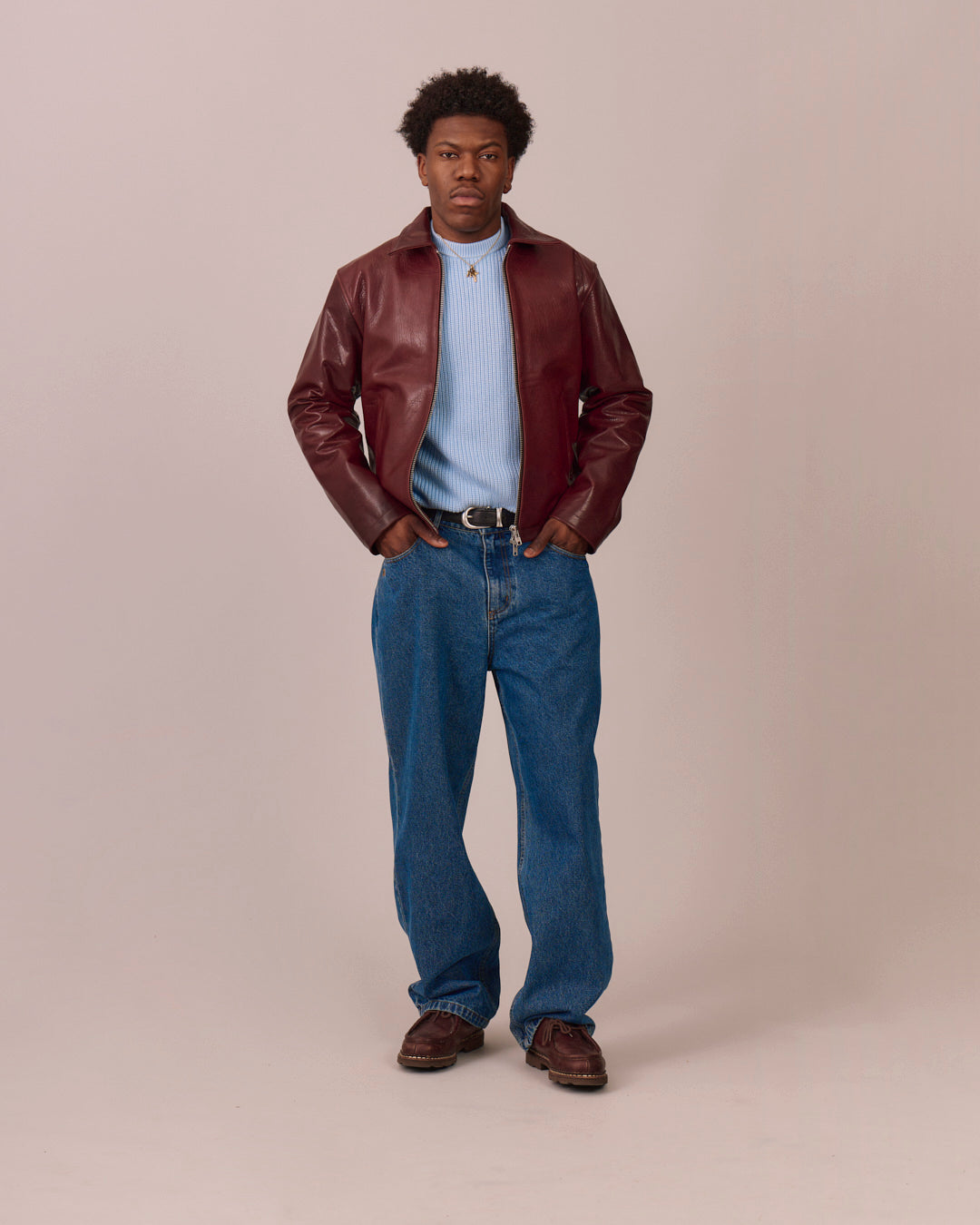 High Gloss Leather Jacket - Mahogany