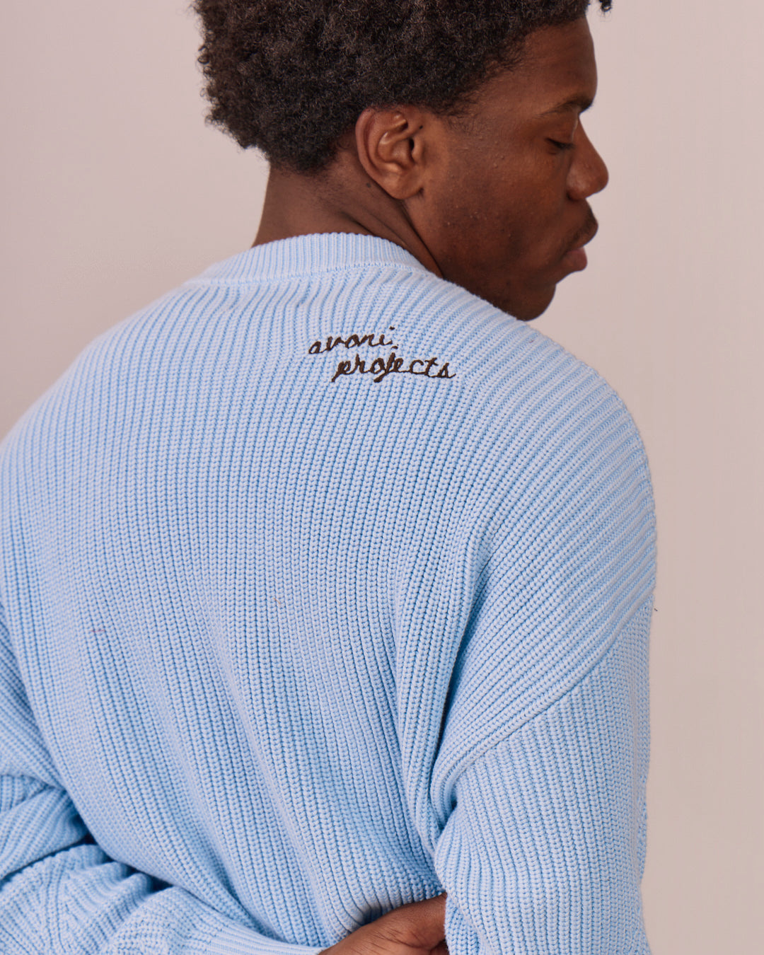 Fisherman O Neck Knit - Baby Blue