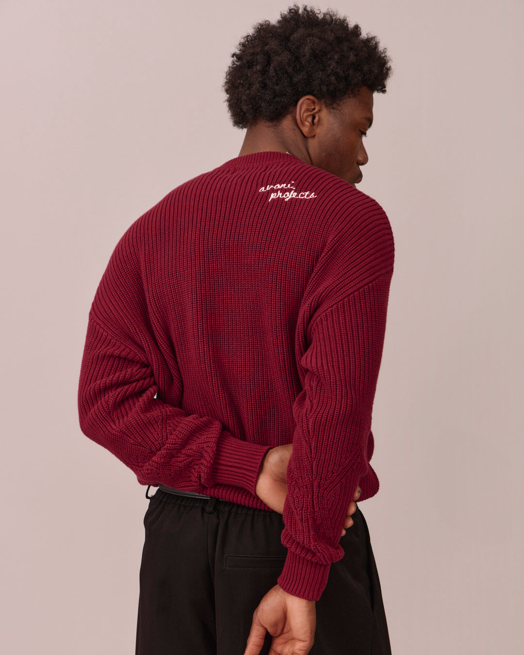 Fisherman O Neck Knit - Burgundy