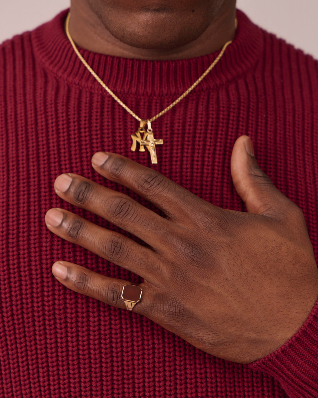 Fisherman O Neck Knit - Burgundy