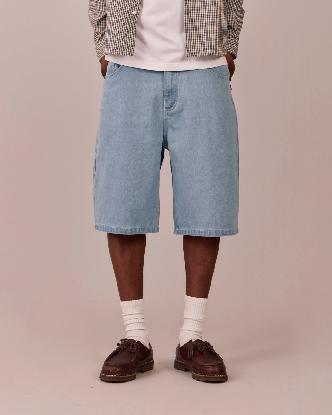 Baggy Denim Jorts - Light Blue