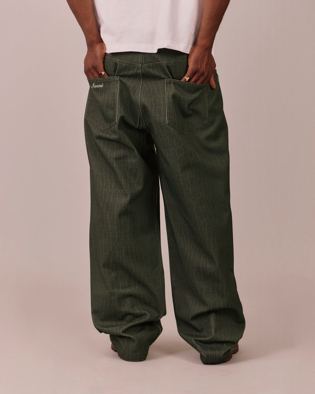 Baggy Canvas Pants - Green Croc