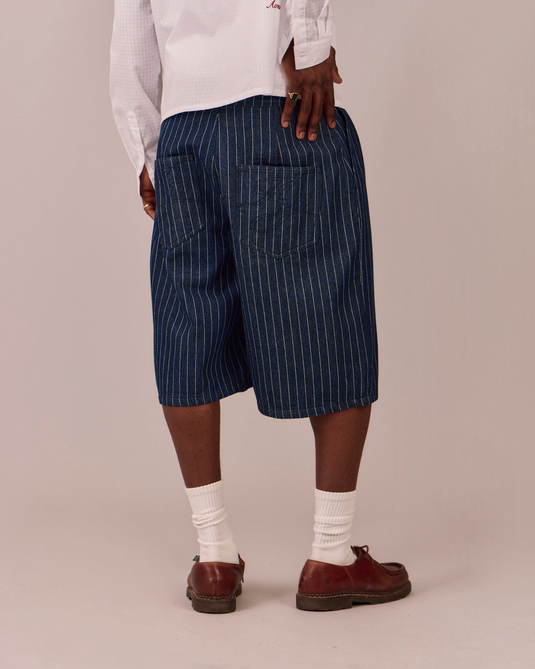 Baggy Pleated Jorts - Striped