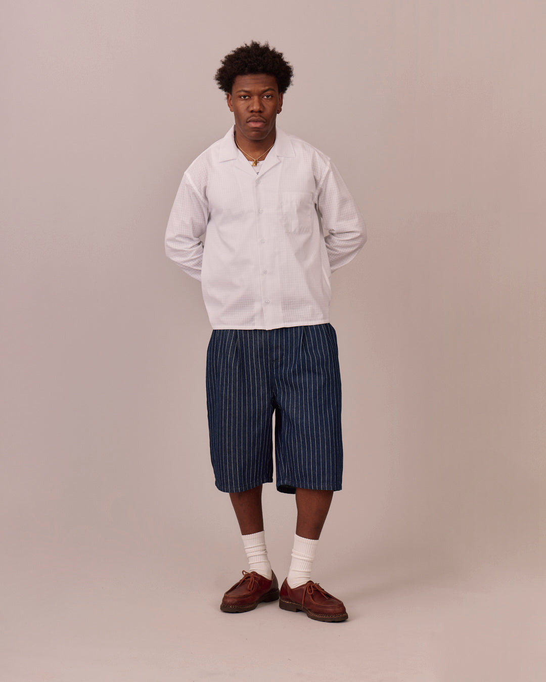 Baggy Pleated Jorts - Striped