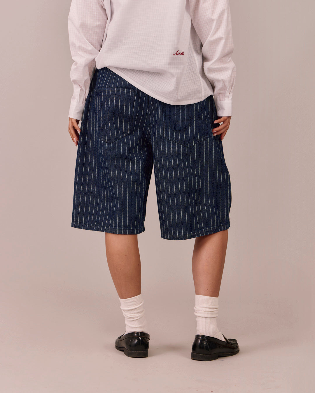 Baggy Pleated Jorts - Striped