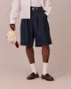 Relaxed Suit Shorts - Navy Stripe