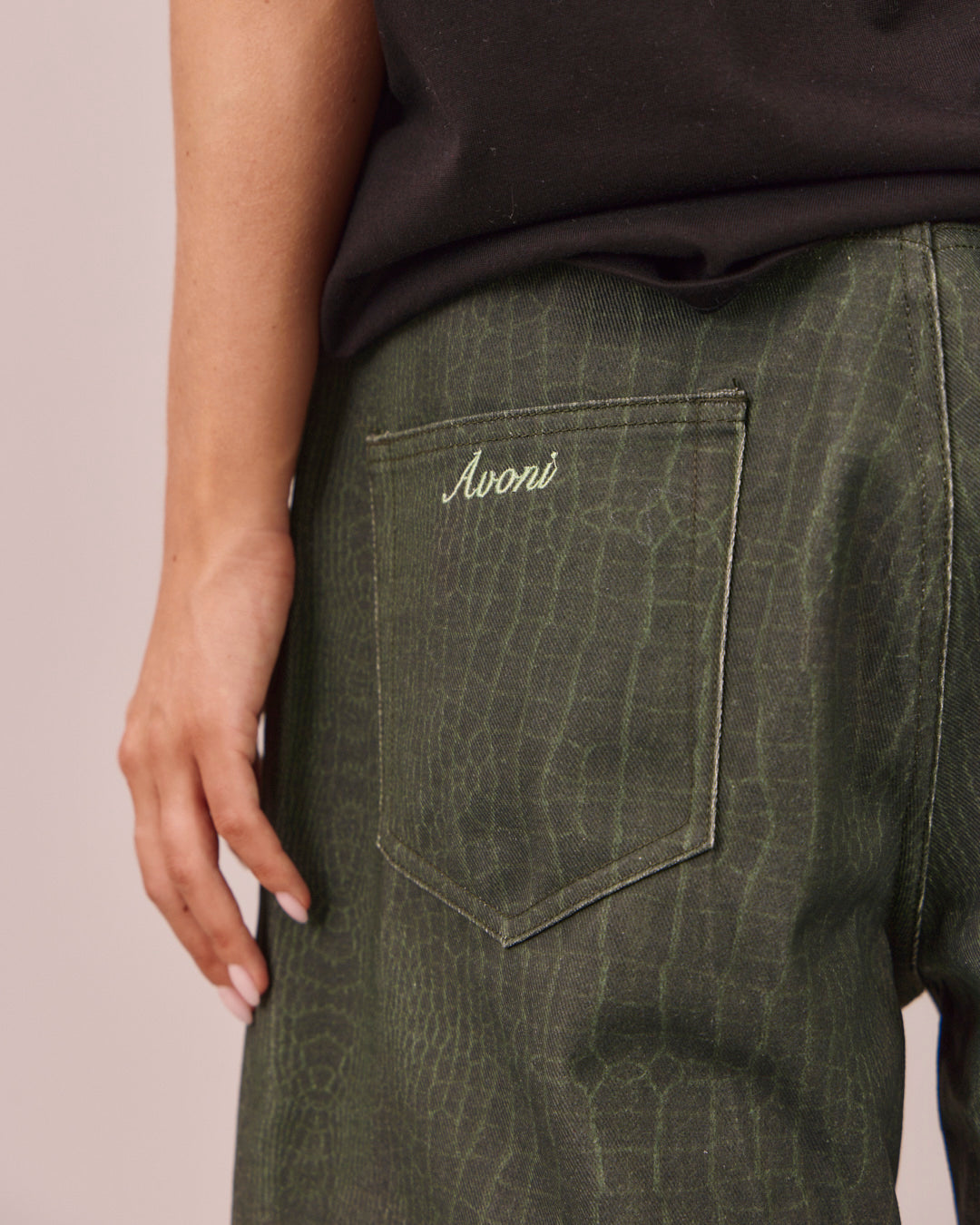 Baggy Canvas Pants - Green Croc