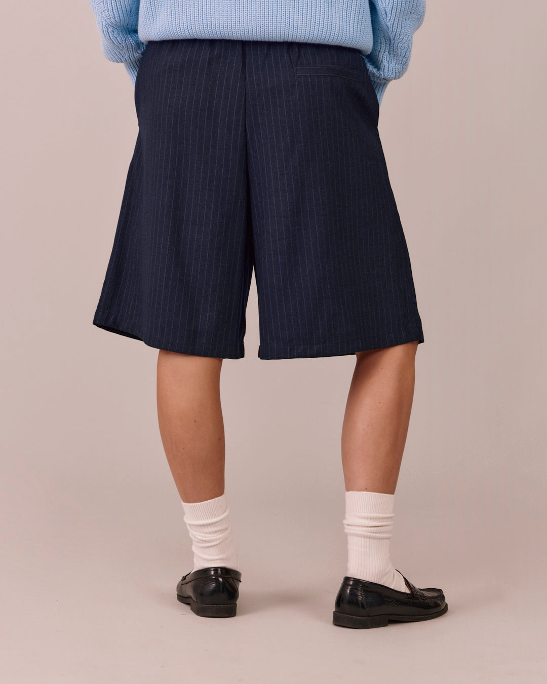 Relaxed Suit Shorts - Navy Stripe