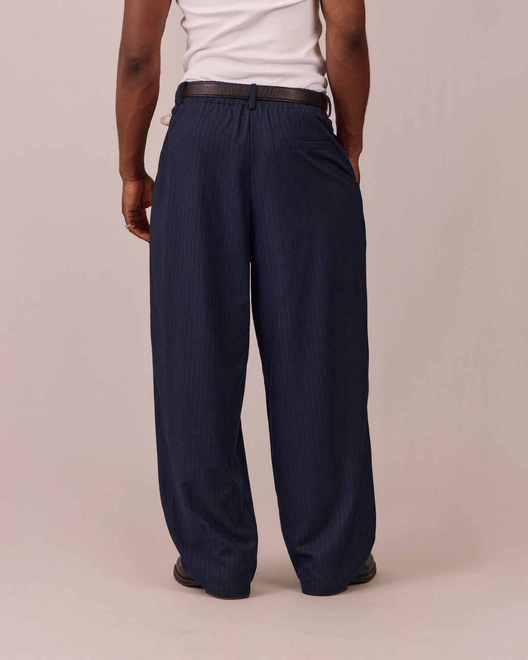Relaxed Suit Pants - Navy Stripe – Avoni Projects