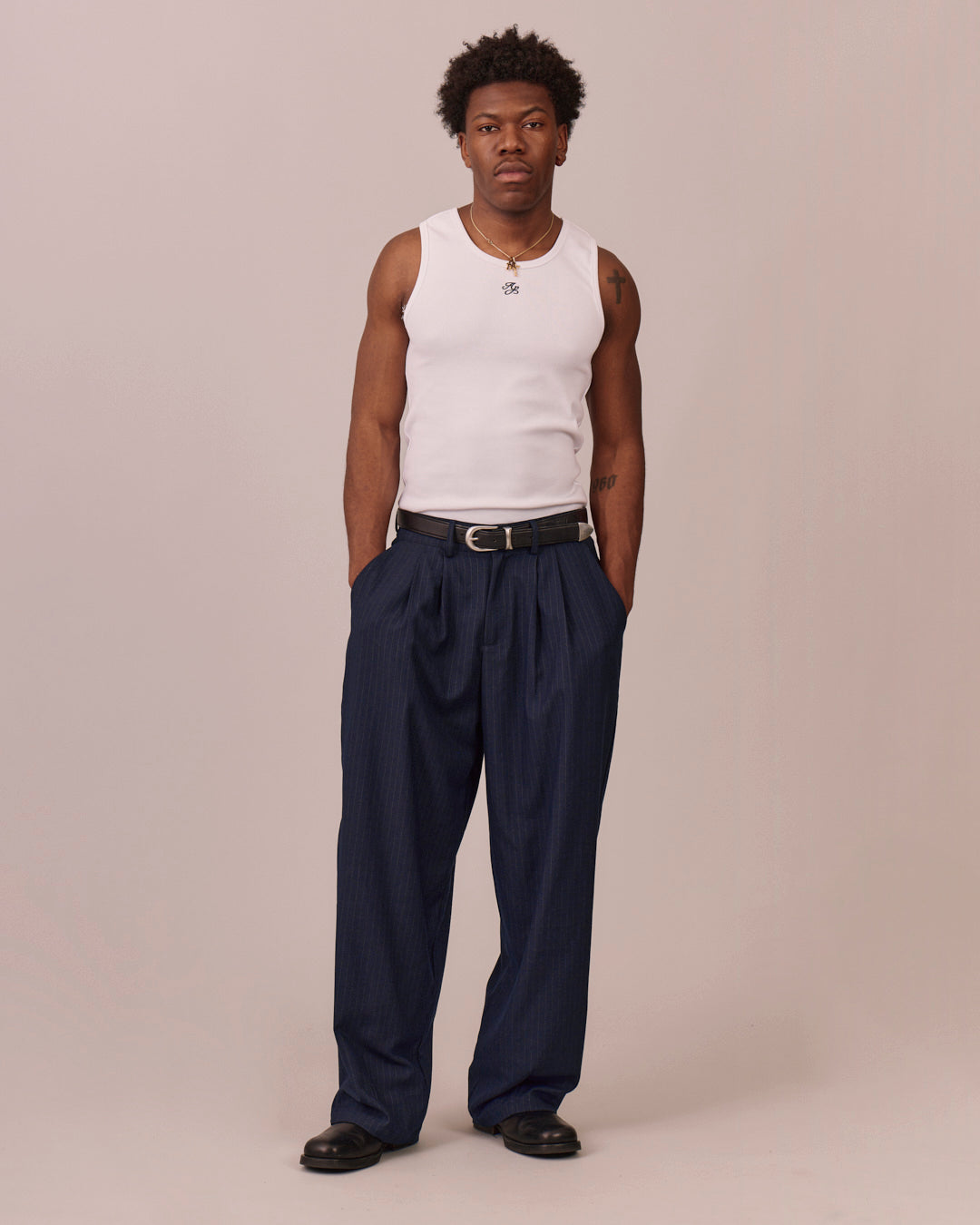 Relaxed Suit Pants - Navy Stripe – Avoni Projects