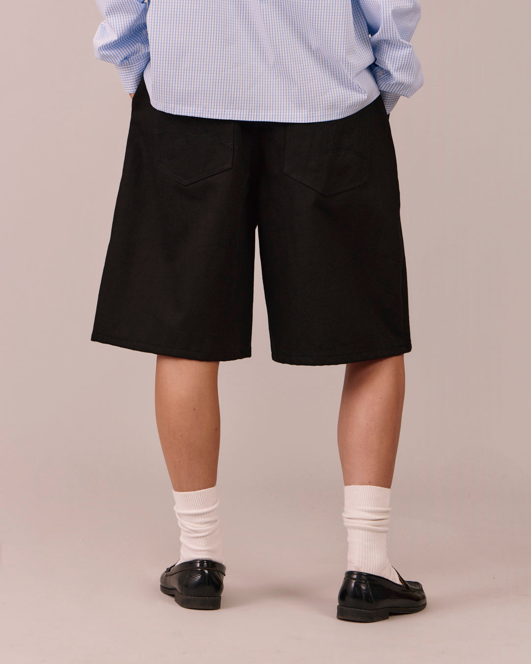 Baggy Pleated Jorts - Black