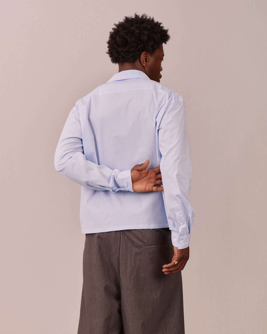 LS Checkered Shirt - Light Blue/White
