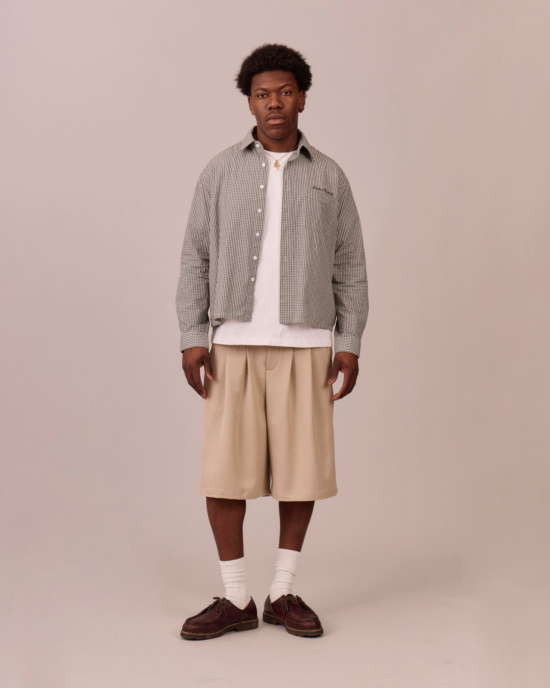 Relaxed Suit Shorts - Beige