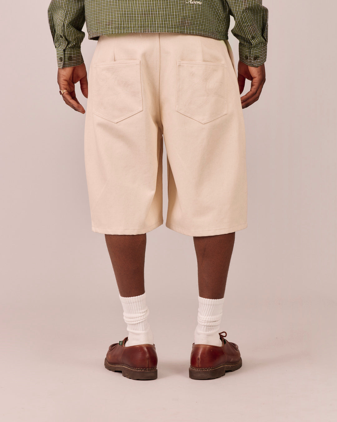 Baggy Pleated Jorts - Beige