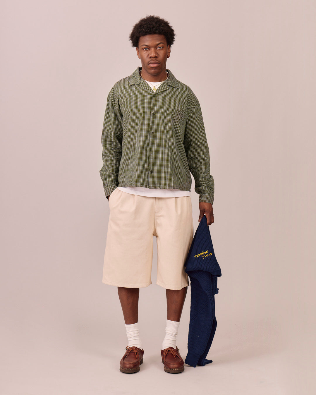 Baggy Pleated Jorts - Beige