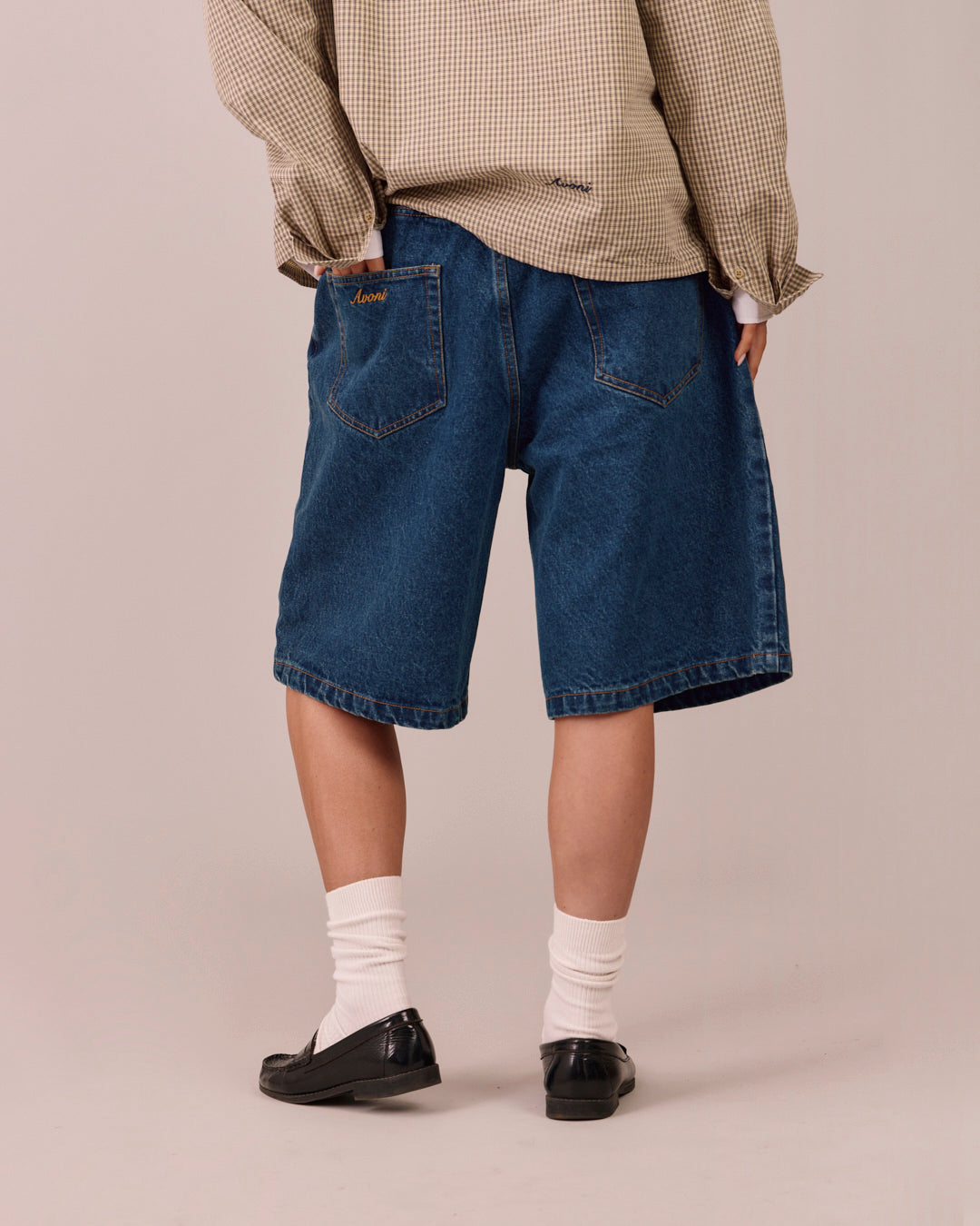 Baggy Denim Jorts - Mid Blue