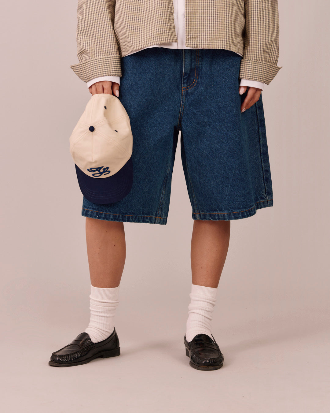 Baggy Denim Jorts - Mid Blue