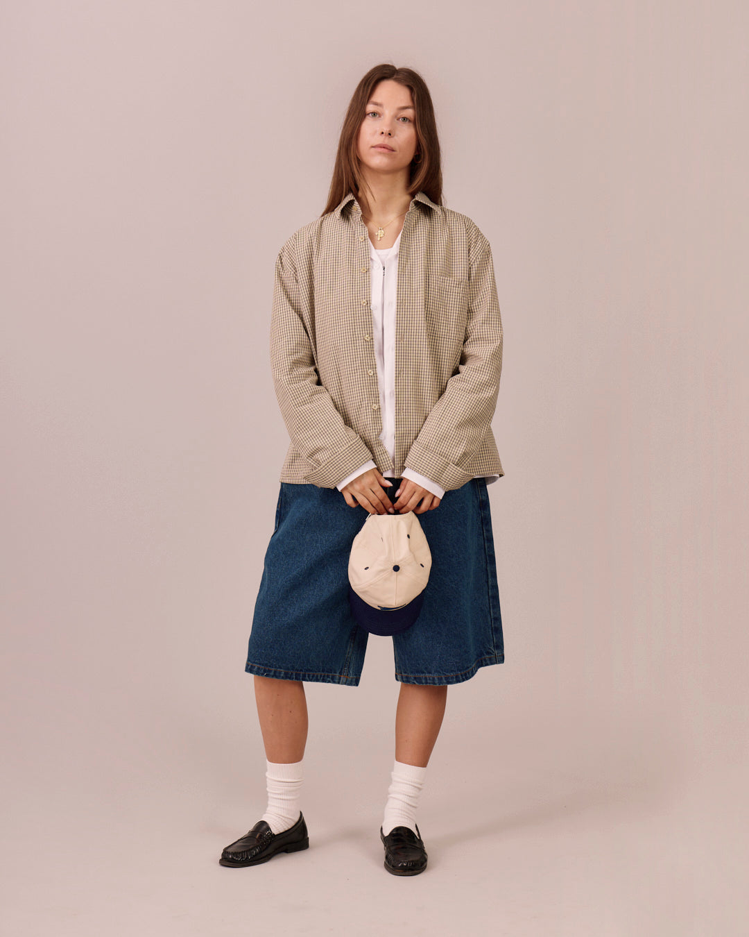 Baggy Denim Jorts - Mid Blue