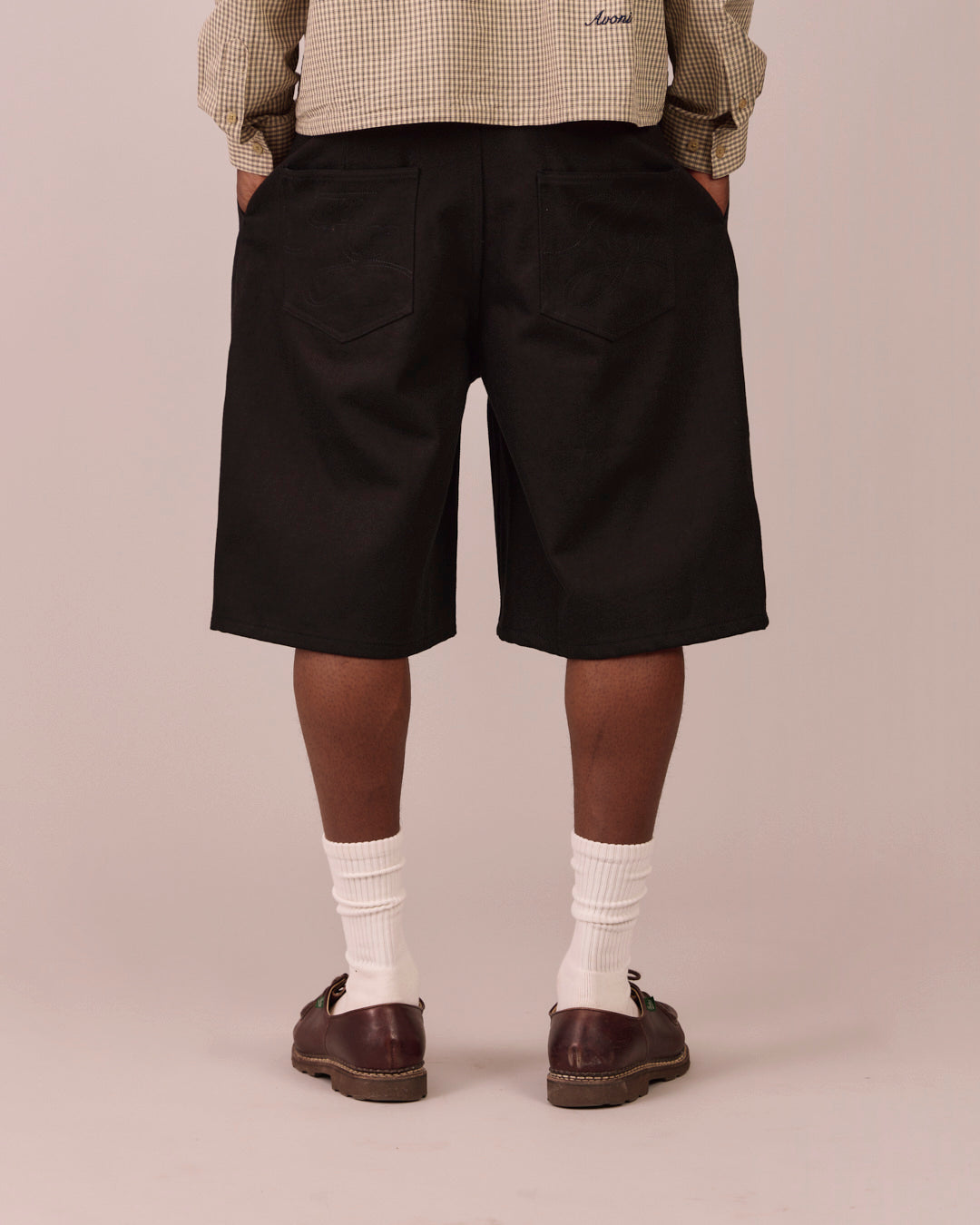 Baggy Pleated Jorts - Black
