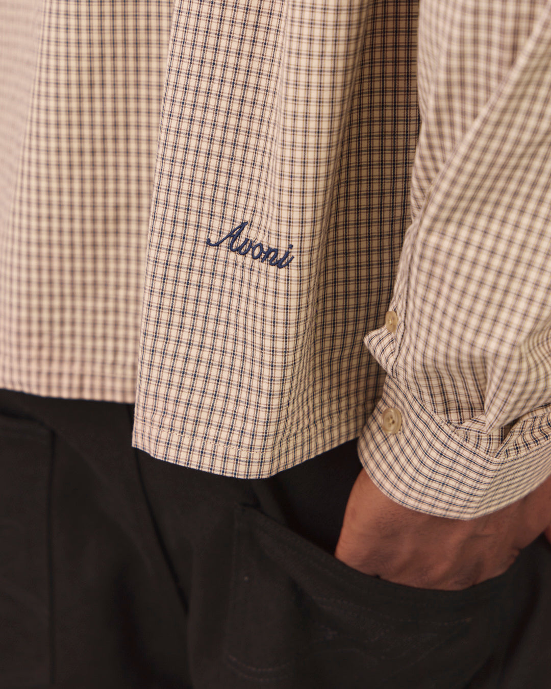 LS Checkered Shirt - Warm Sand/Navy