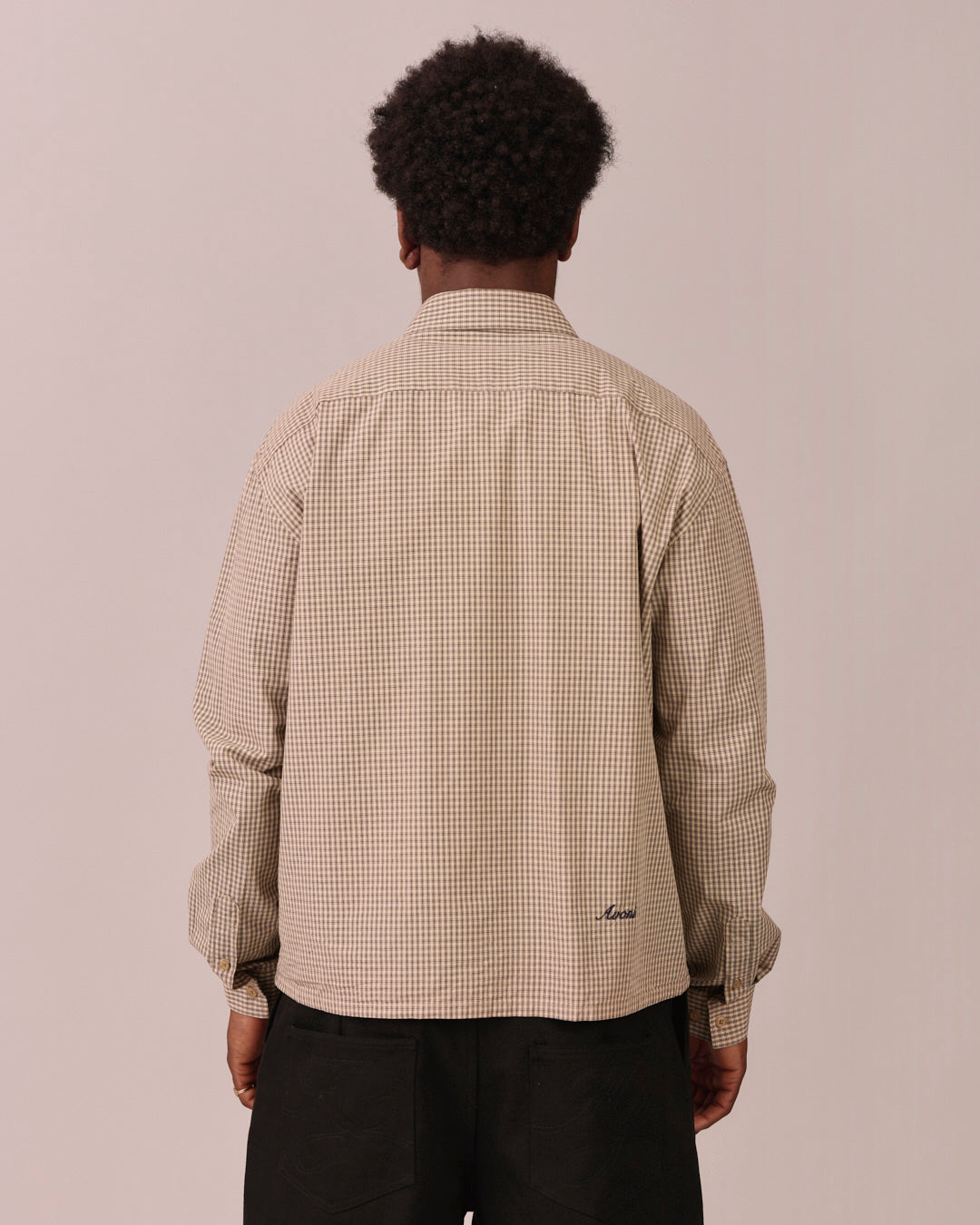 LS Checkered Shirt - Warm Sand/Navy