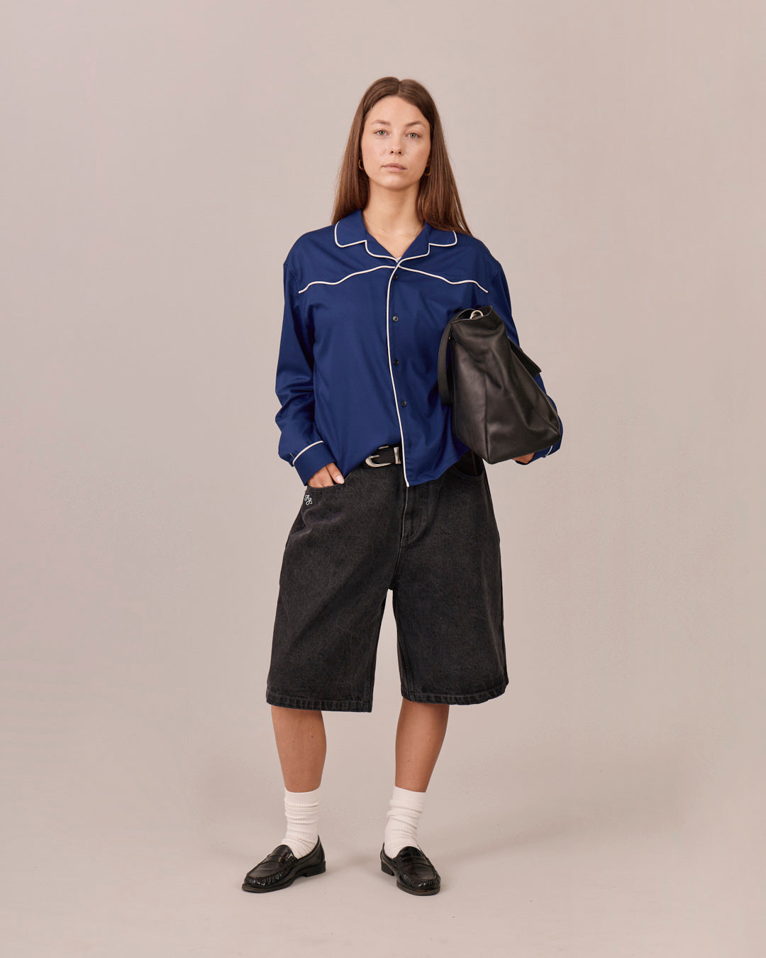 Baggy Denim Jorts - Black