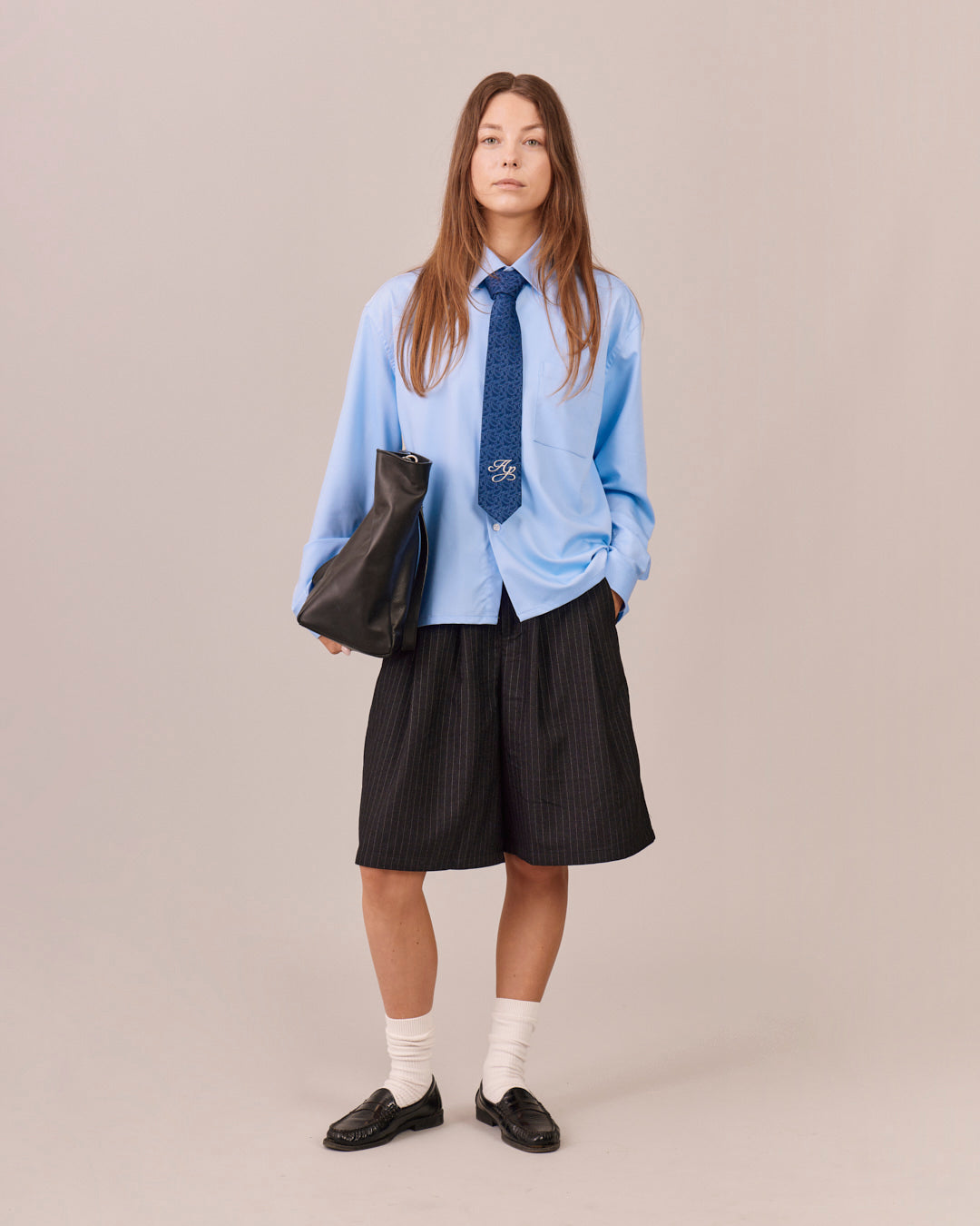 Relaxed Suit Shorts - Black Stripe