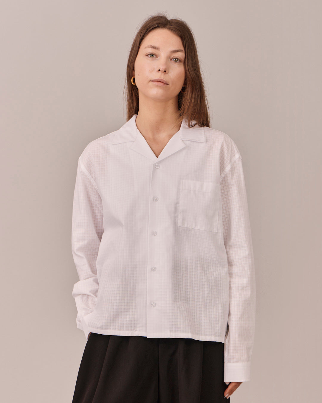 LS See Through Checkered Shirt - White