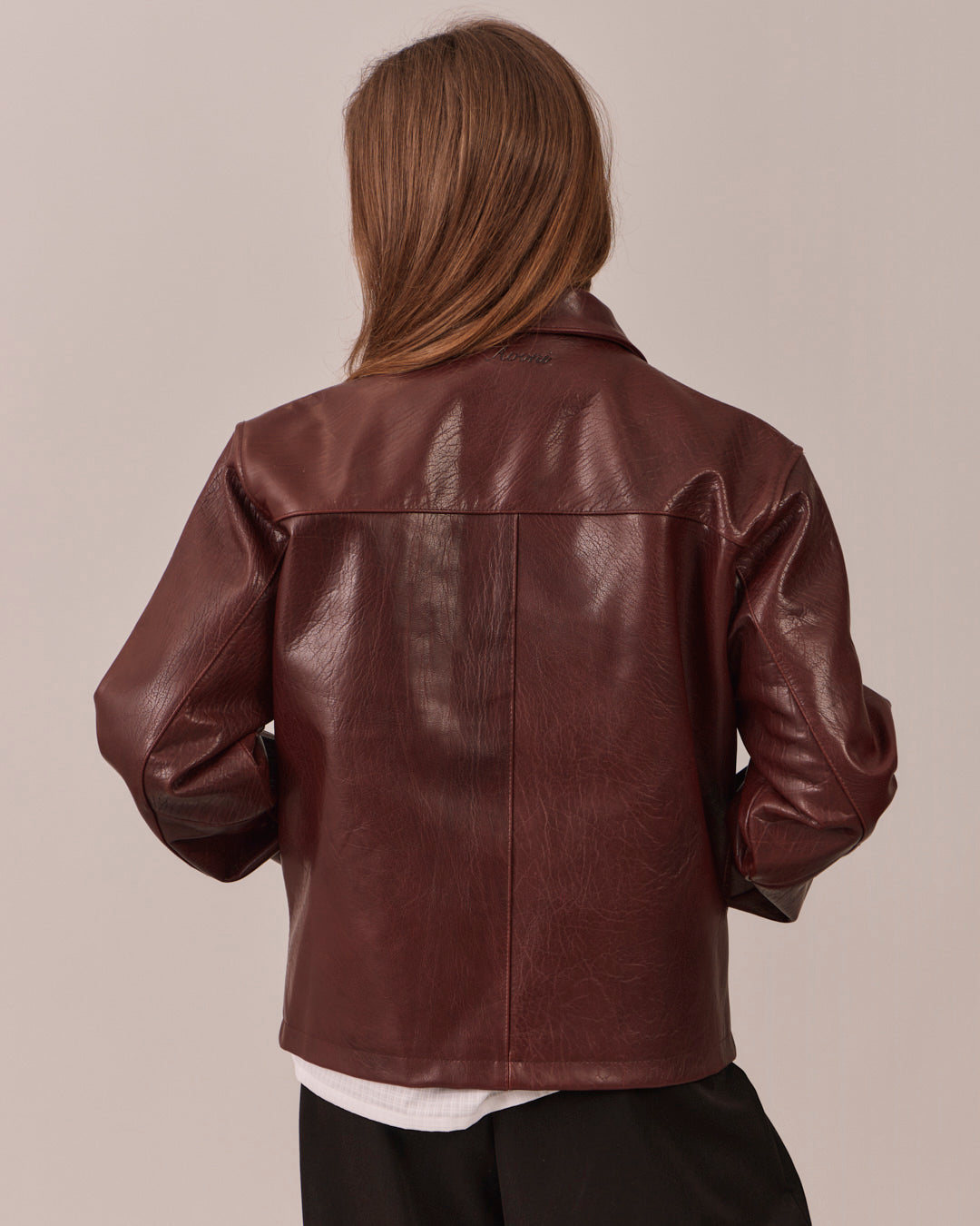 High Gloss Leather Jacket - Mahogany