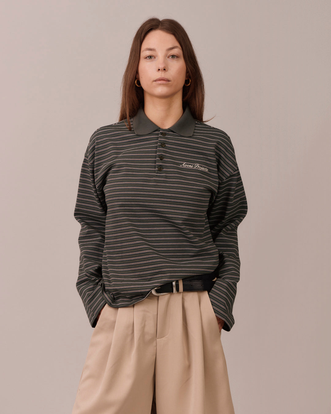 LS Polo Shirt - Dark Green Stripe