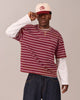 Boxy SS Tee - Burgundy Stripe